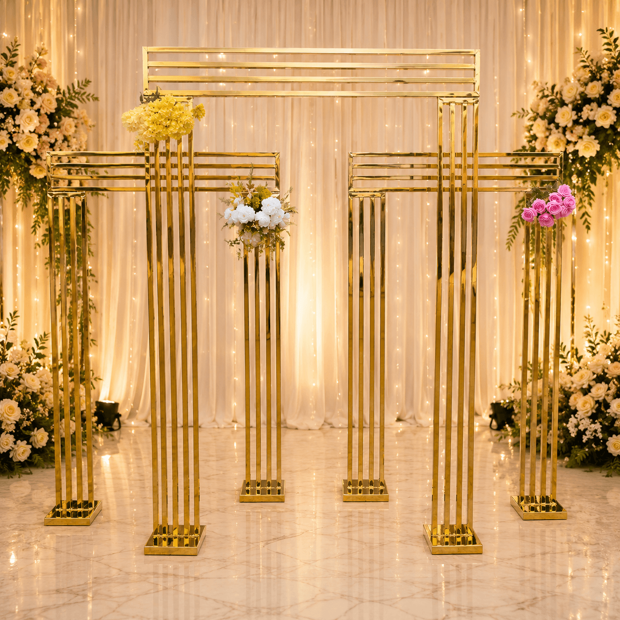 Golden rectangular Backdrop Frame - BACKDROPS Hire Brisbane