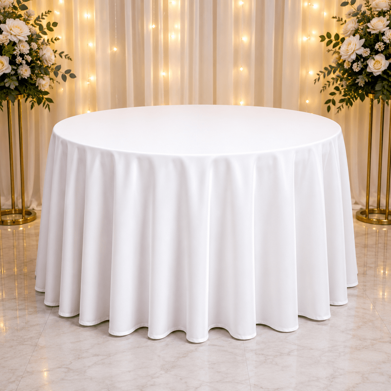 WHITE ROUND TABLE CLOTH - LINEN Hire Brisbane
